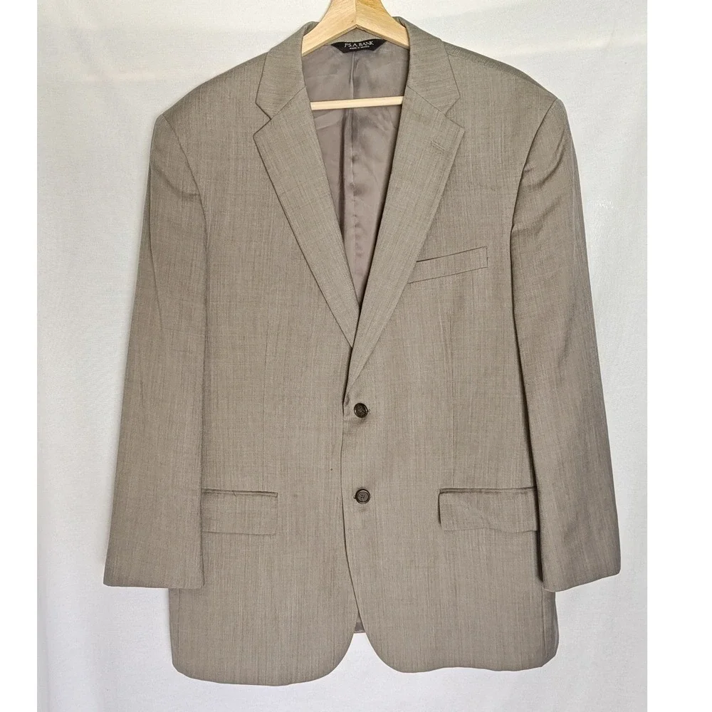 Jos. A. Bank Blazer 44R Taupe Gray Wool Traveler's Collection Sport Coat‎